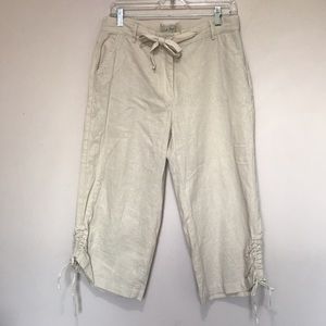 Charlie Paige tan linen blend capris pants size Medium